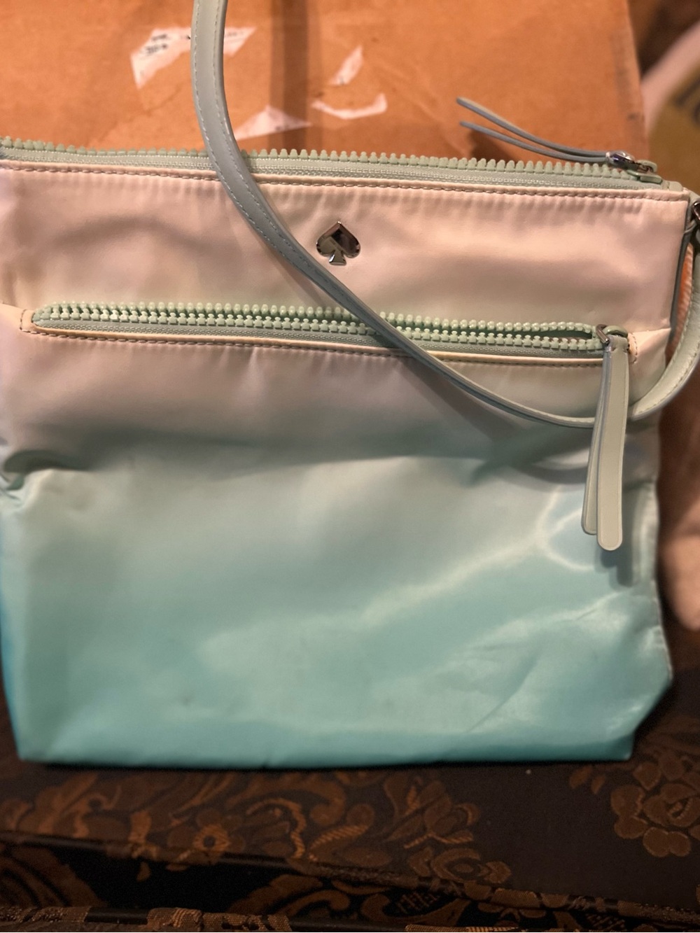 Kate Spade Ombre Mint and Cream Nylon Crossbody
